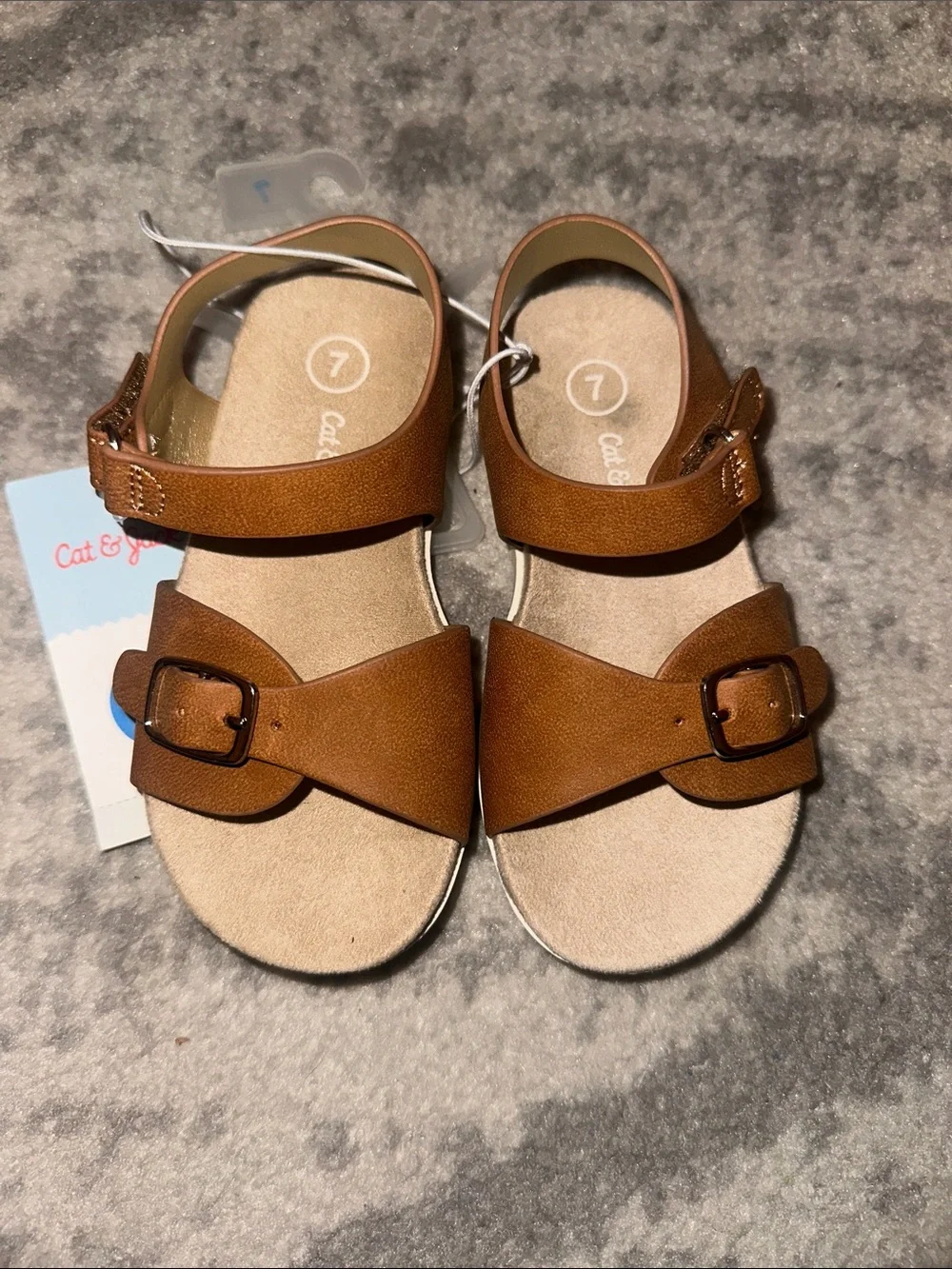 Cat & Jack Toddler Brown Dual-Buckle Sandals